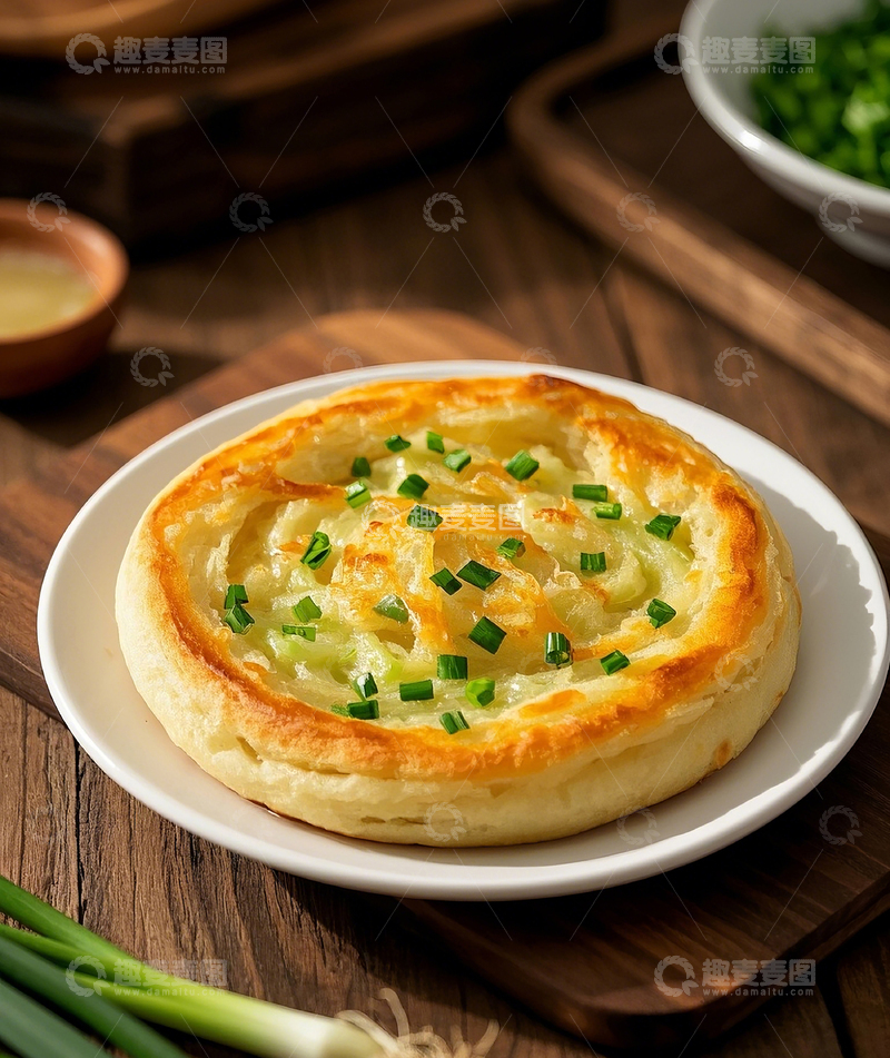 高清大图下载【趣麦麦图】传统面食葱油饼