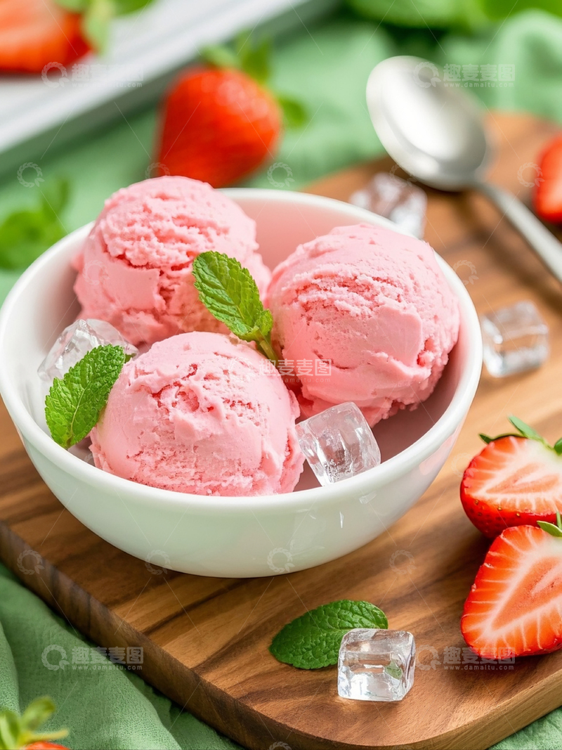 高清大图下载【趣麦麦图】美味草莓冰淇淋1