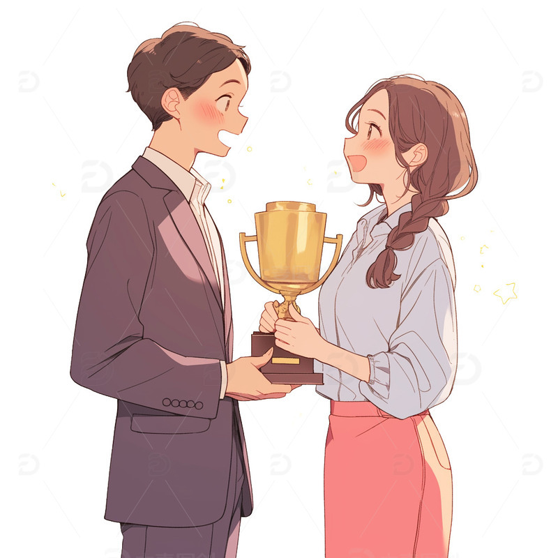 高清大图下载【趣麦麦图】人物商务办公人士领奖免抠元素1