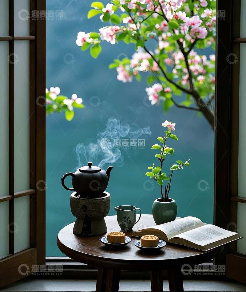 高清大图下载【趣麦麦图】-宁静的绿意茶与自然的融合