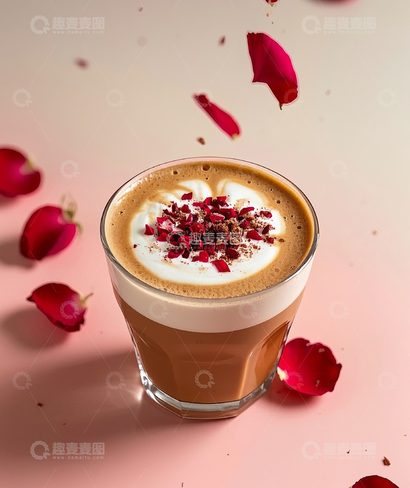高清大图下载【趣麦麦图】玫瑰拿铁咖啡饮品