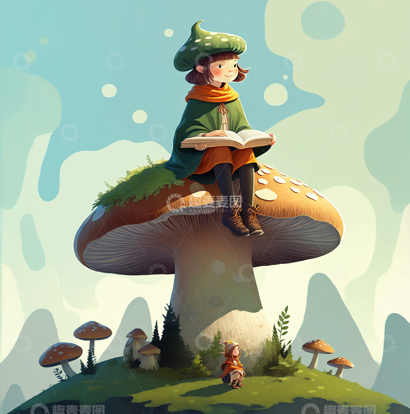 高清大图下载【趣麦麦图】森系蘑菇少女18