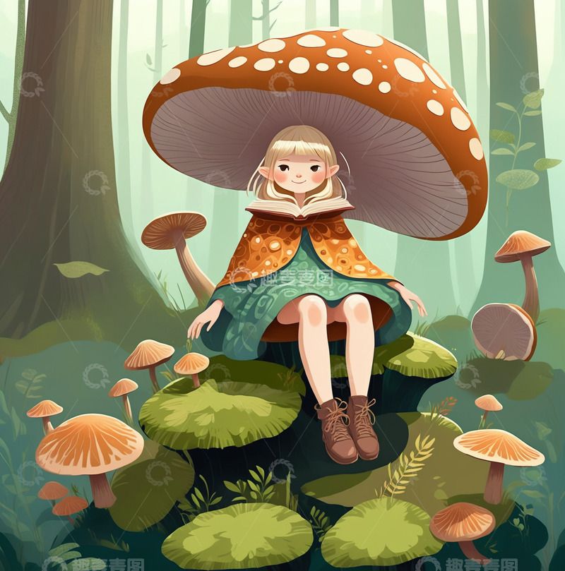 高清大图下载【趣麦麦图】森系蘑菇少女19