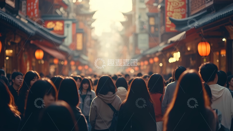 高清大图下载【趣麦麦图】人潮拥挤的街道摄影图