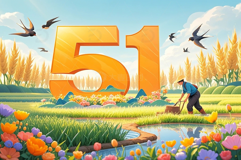 五一劳动节农民劳作展板背景图2