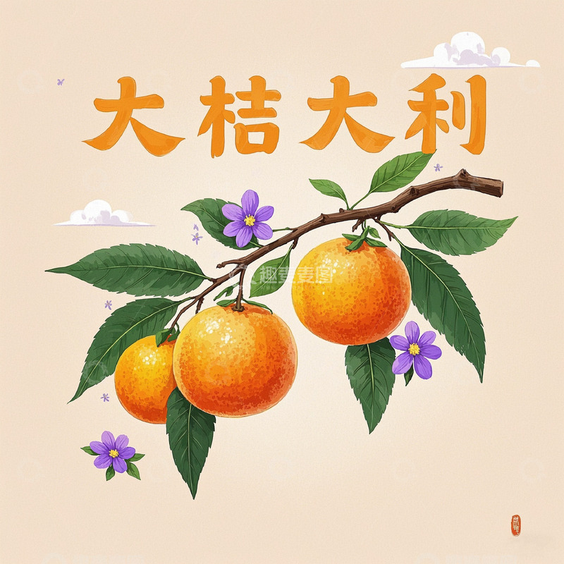 高清大图下载【趣麦麦图】大桔大利插画