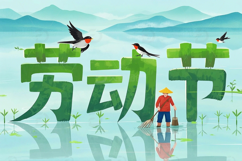 手绘五一劳动节创意艺术字标题3