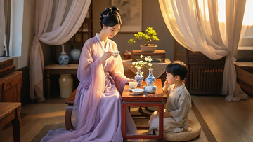 素纱茶艺女子景