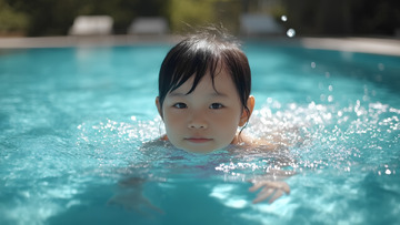 游泳池游泳的孩子人物摄影图