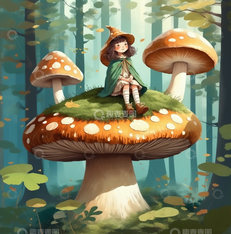 高清大图下载【趣麦麦图】森系蘑菇少女13