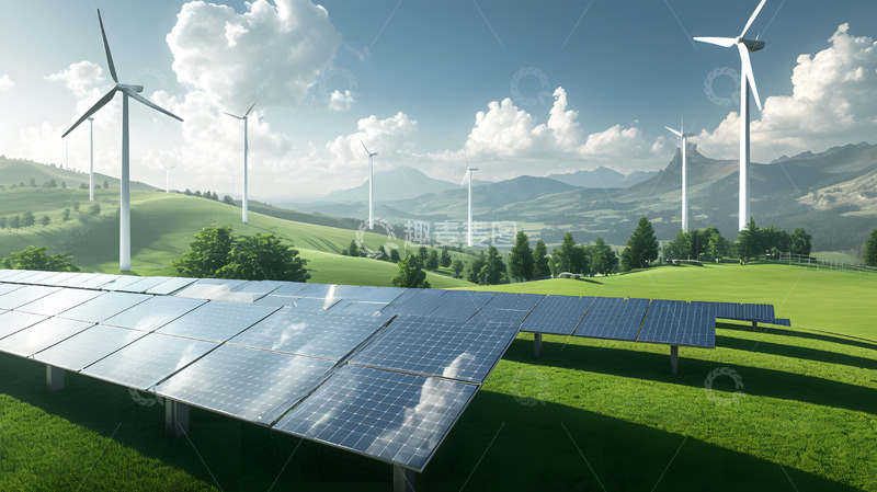 高清大图下载【趣麦麦图】风力发电太阳能场景1