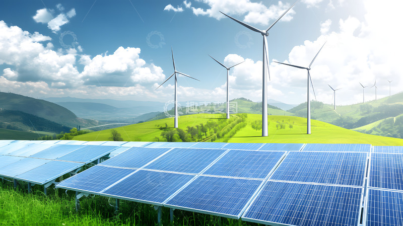 高清大图下载【趣麦麦图】风力发电太阳能场景
