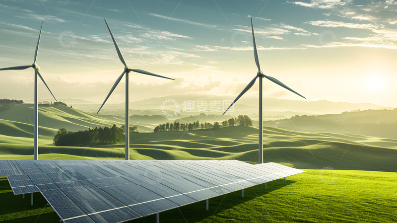 高清大图下载【趣麦麦图】风力发电太阳能场景3