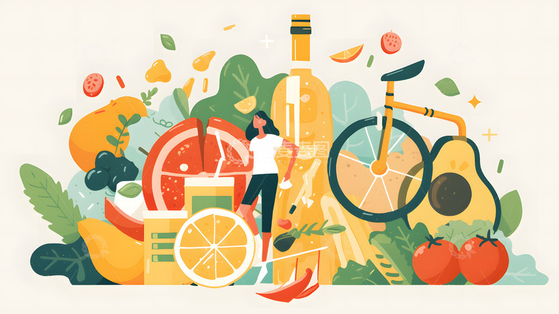 高清大图下载【趣麦麦图】春天健康饮食矢量插画