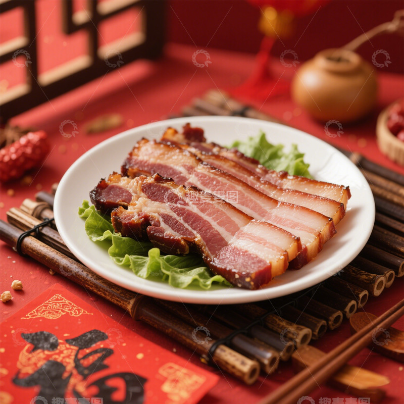 高清大图下载【趣麦麦图】春节腊肉美食摄影