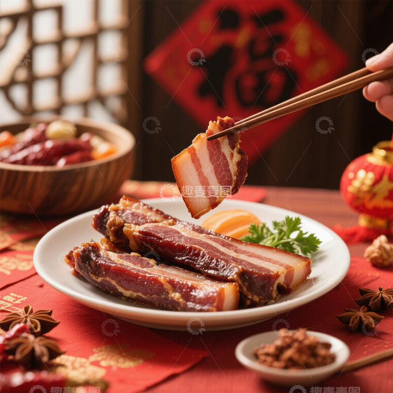 高清大图下载【趣麦麦图】春节腊肉写实摄影1