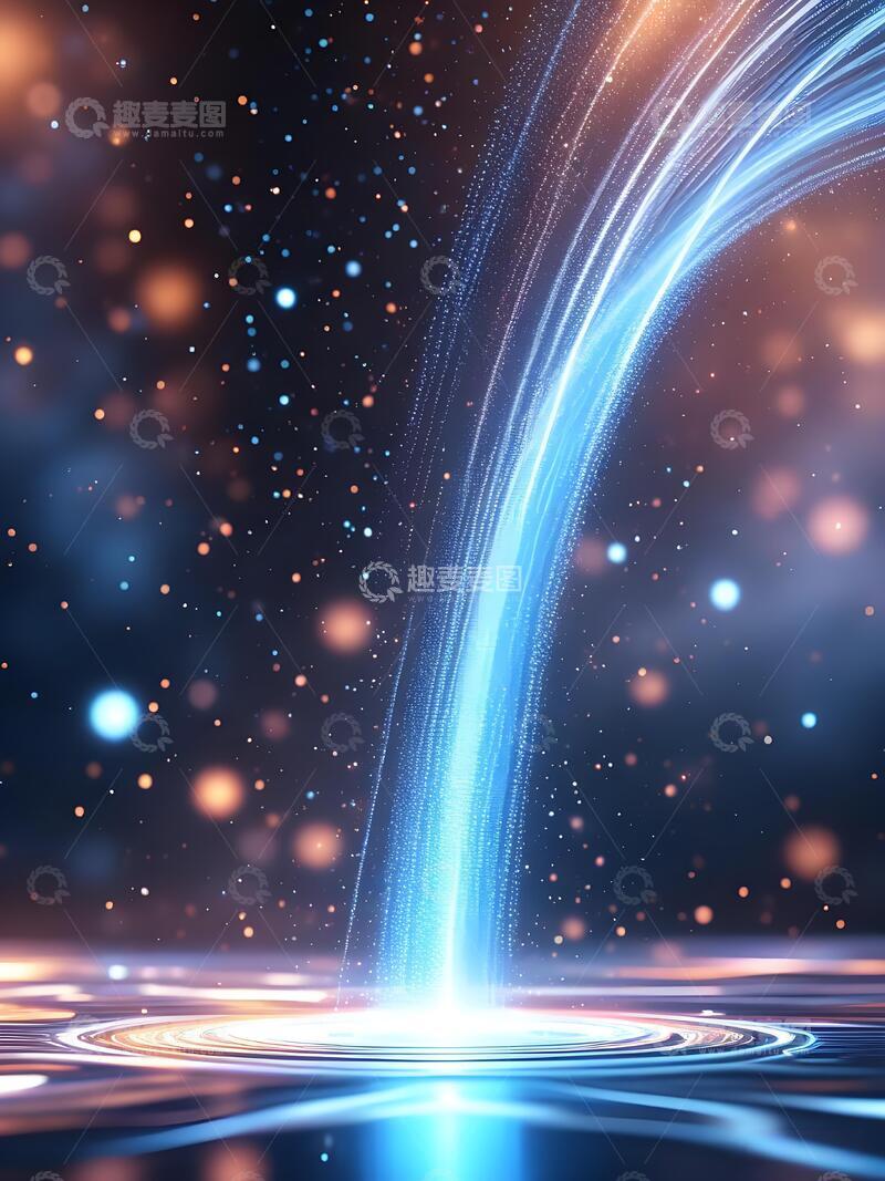 高清大图下载【趣麦麦图】粒子光效蓝色商务科技展板背景12