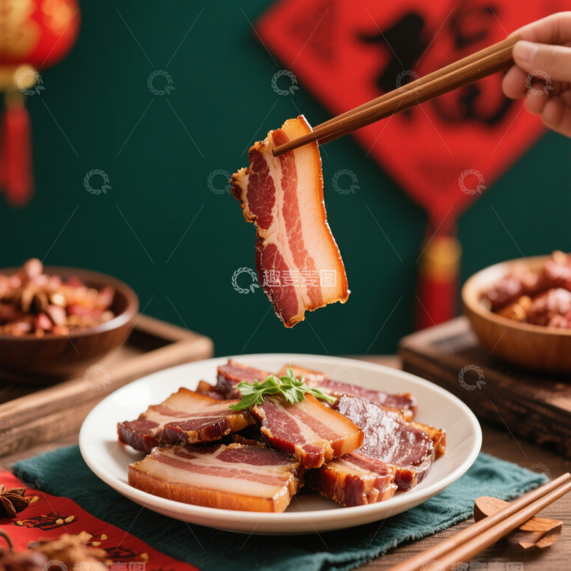 高清大图下载【趣麦麦图】春节腊肉写实摄影
