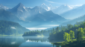 晴朗冬日下的雪山河流1