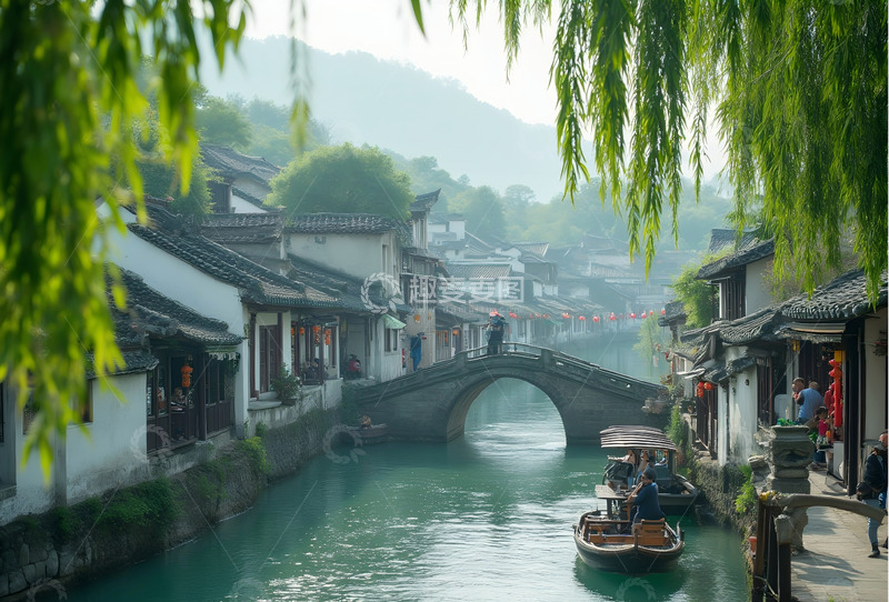 高清大图下载【趣麦麦图】古镇小桥流水  