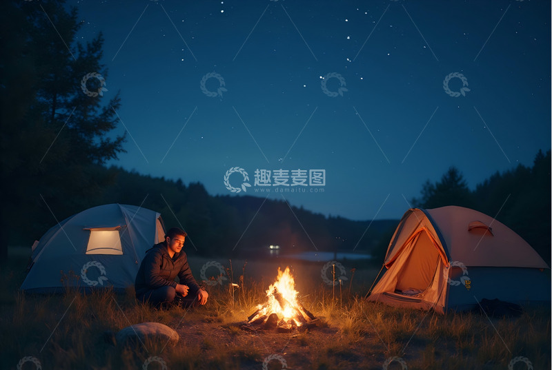 高清大图下载【趣麦麦图】郊外帐篷露营