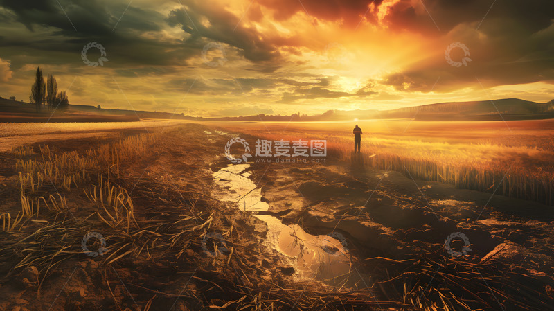 高清大图下载【趣麦麦图】河流干涸干旱天气