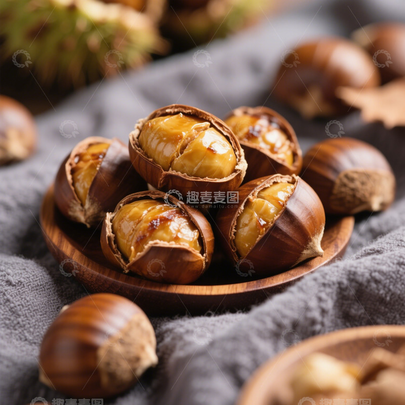 高清大图下载【趣麦麦图】秋冬暖心焦香板栗高清摄影