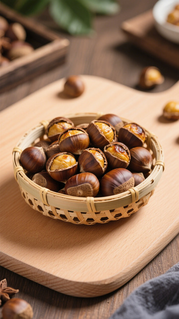 焦香美味板栗高清摄影