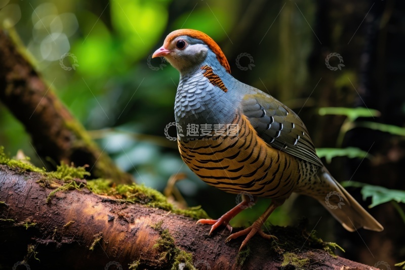 高清大图下载【趣麦麦图】树林里的灰色山鸡