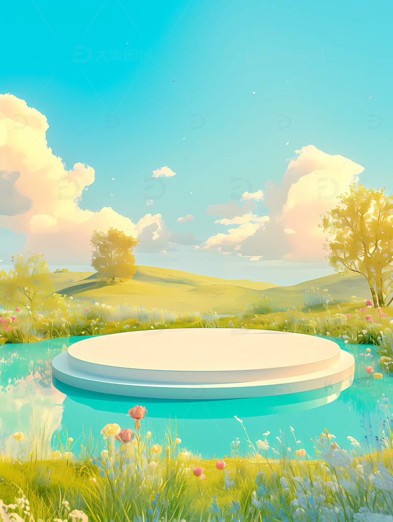 春天电商圆台海报