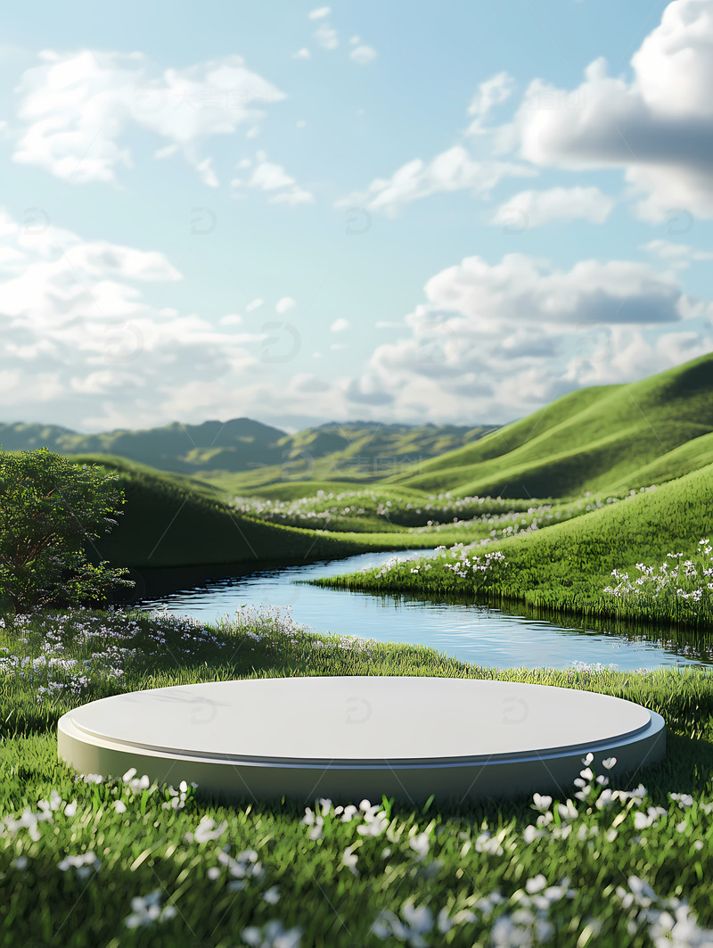 春天电商圆台海报2