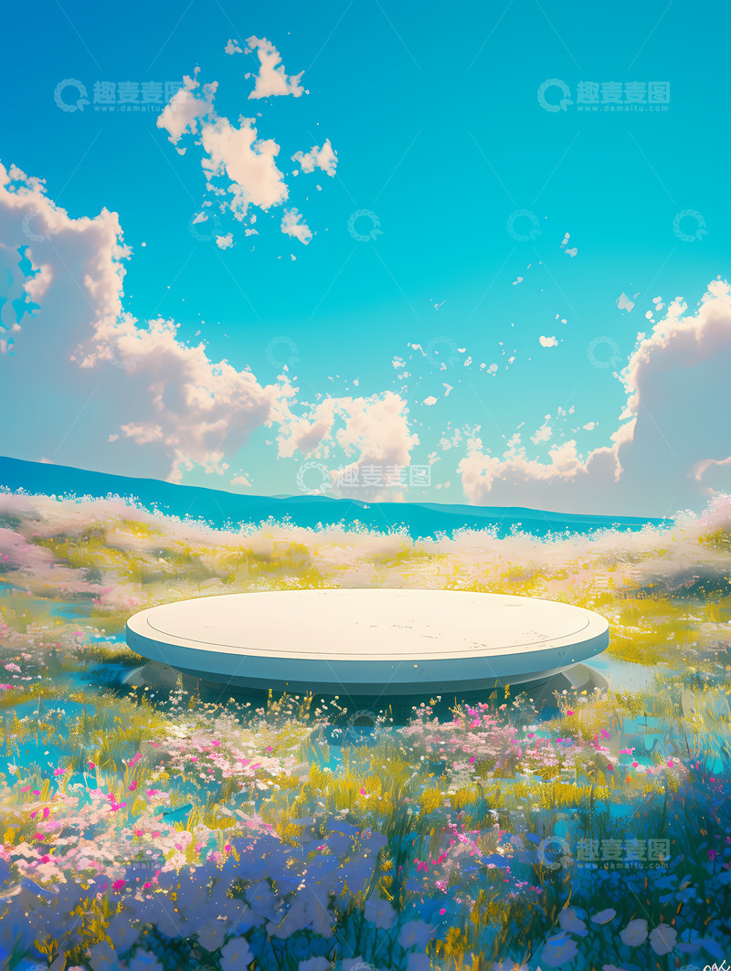 高清大图下载【趣麦麦图】春天电商圆台背景13