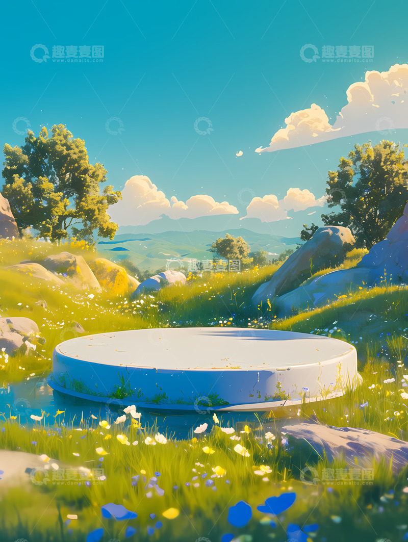 高清大图下载【趣麦麦图】春天电商圆台背景20