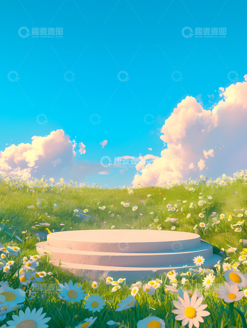 高清大图下载【趣麦麦图】春天电商圆台背景12