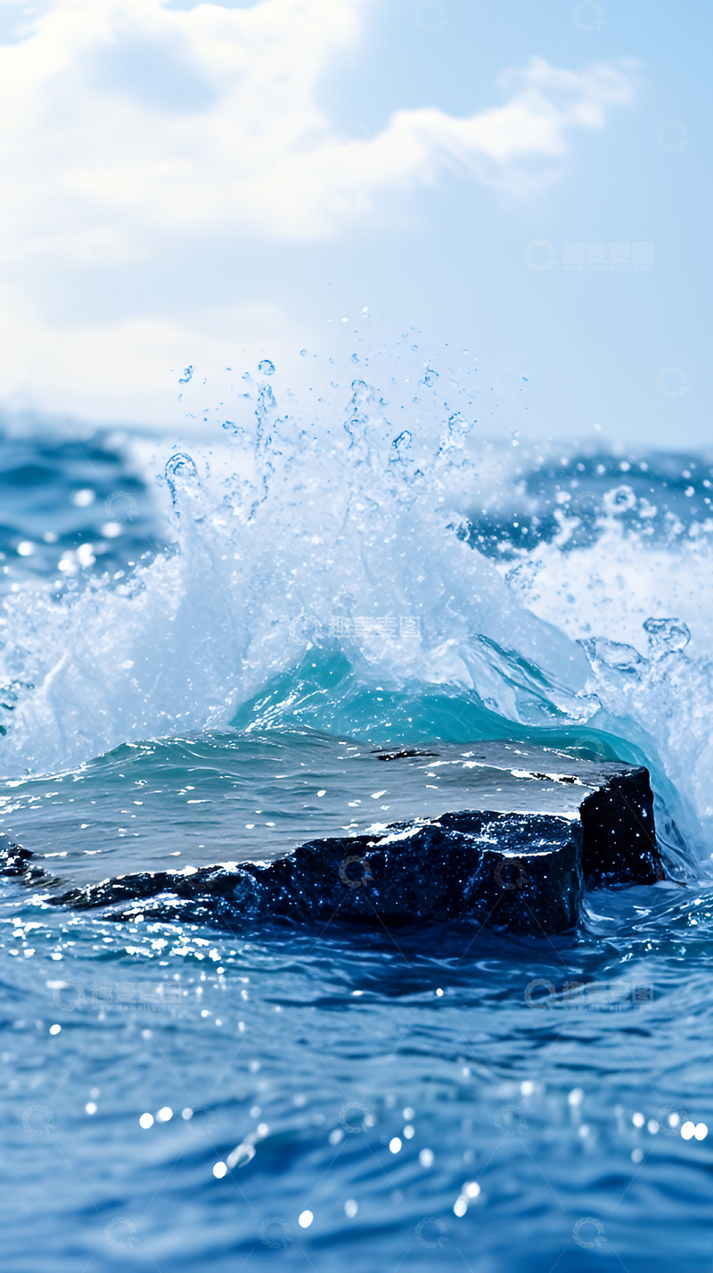 高清大图下载【趣麦麦图】电商水花岩石展台背景