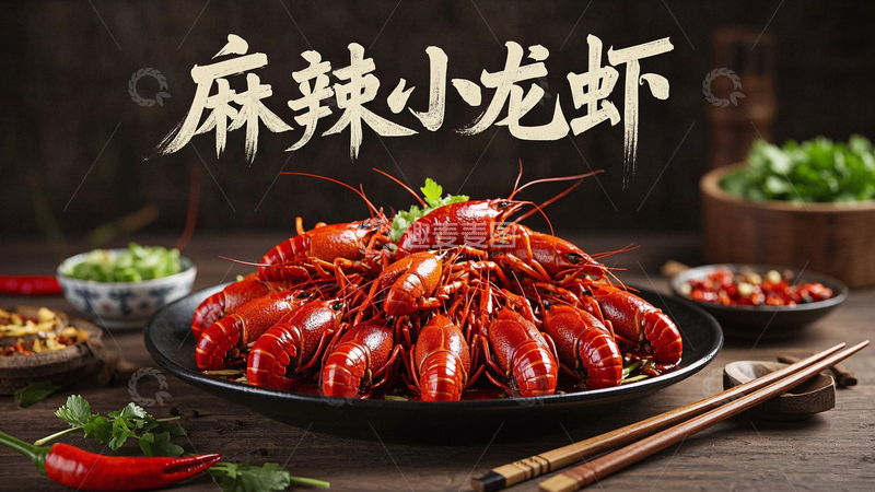高清大图下载【趣麦麦图】麻辣小龙虾海报1