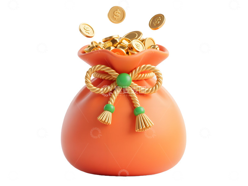 高清大图下载【趣麦麦图】金币福袋组合-3D免扣元素9