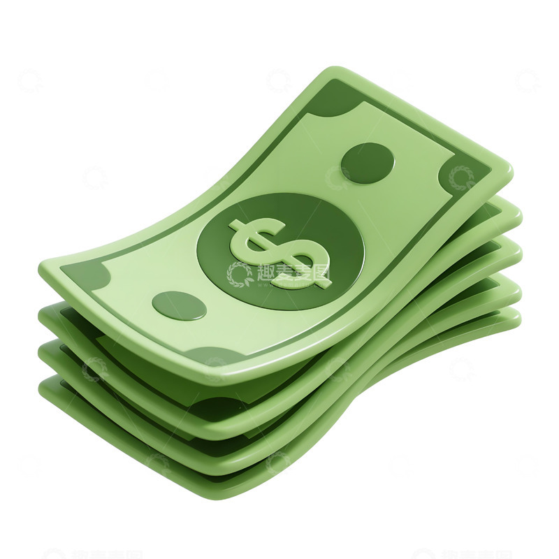 高清大图下载【趣麦麦图】美元纸币-3D免扣元素4