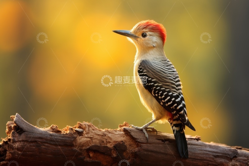 高清大图下载【趣麦麦图】站在树枝上啄木鸟