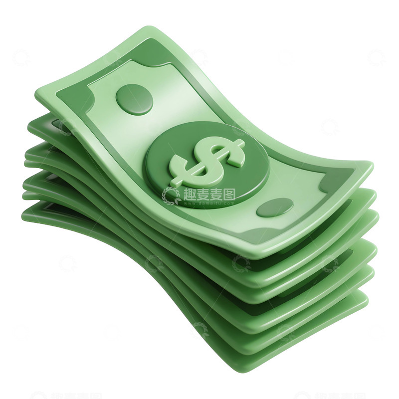 高清大图下载【趣麦麦图】美元纸币-3D免扣元素5