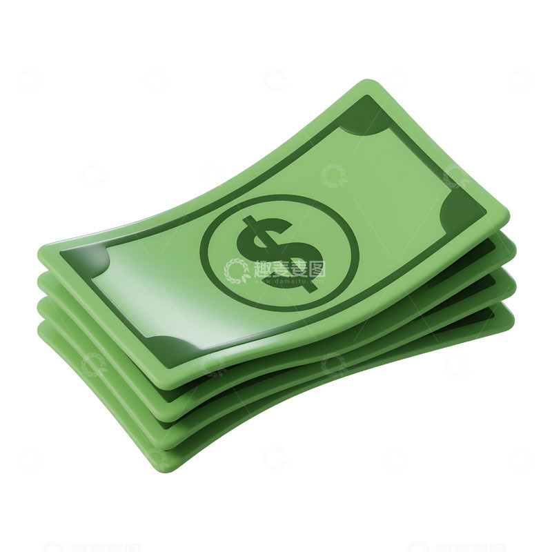 高清大图下载【趣麦麦图】美元纸币-3D免扣元素2