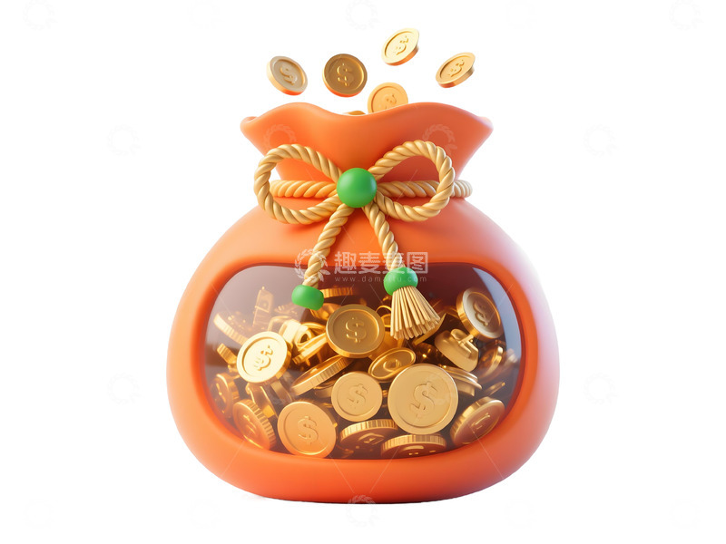 高清大图下载【趣麦麦图】金币福袋组合-3D免扣元素