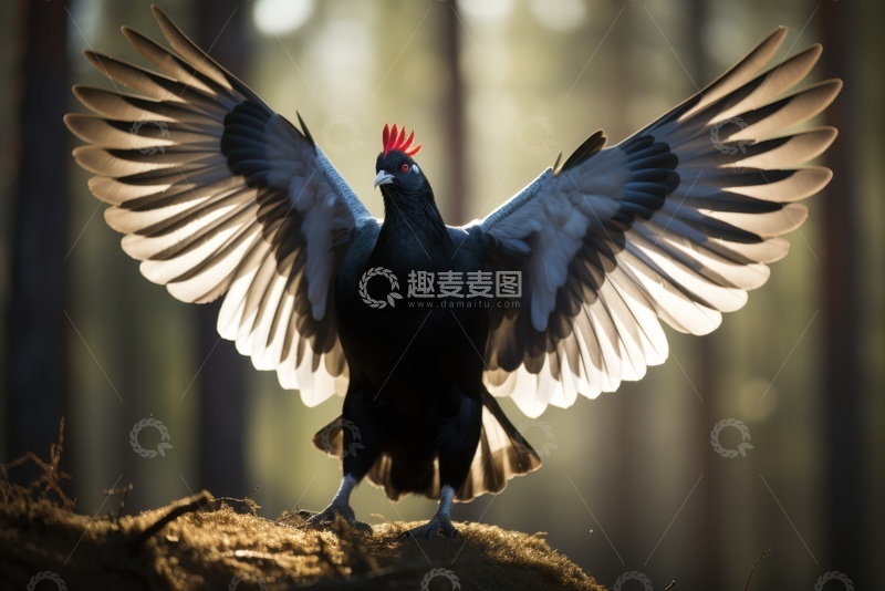 高清大图下载【趣麦麦图】展翅的一只乌鸡