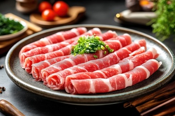 一盘火锅涮肉卷