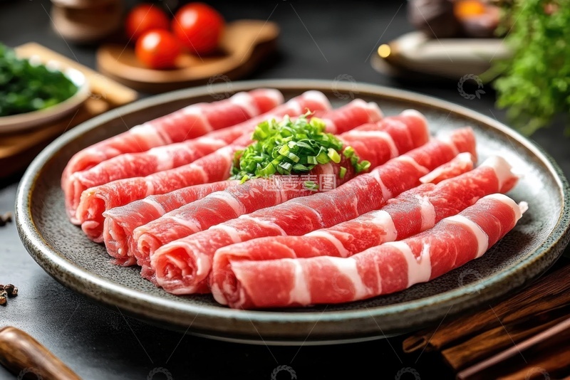 高清大图下载【趣麦麦图】一盘火锅涮肉卷