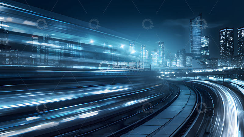 高清大图下载【趣麦麦图】高铁穿越城市场景1