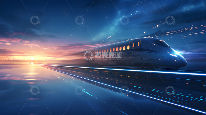 高清大图下载【趣麦麦图】夜色中的高铁