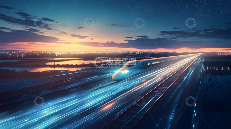 高清大图下载【趣麦麦图】夜色中的高铁1