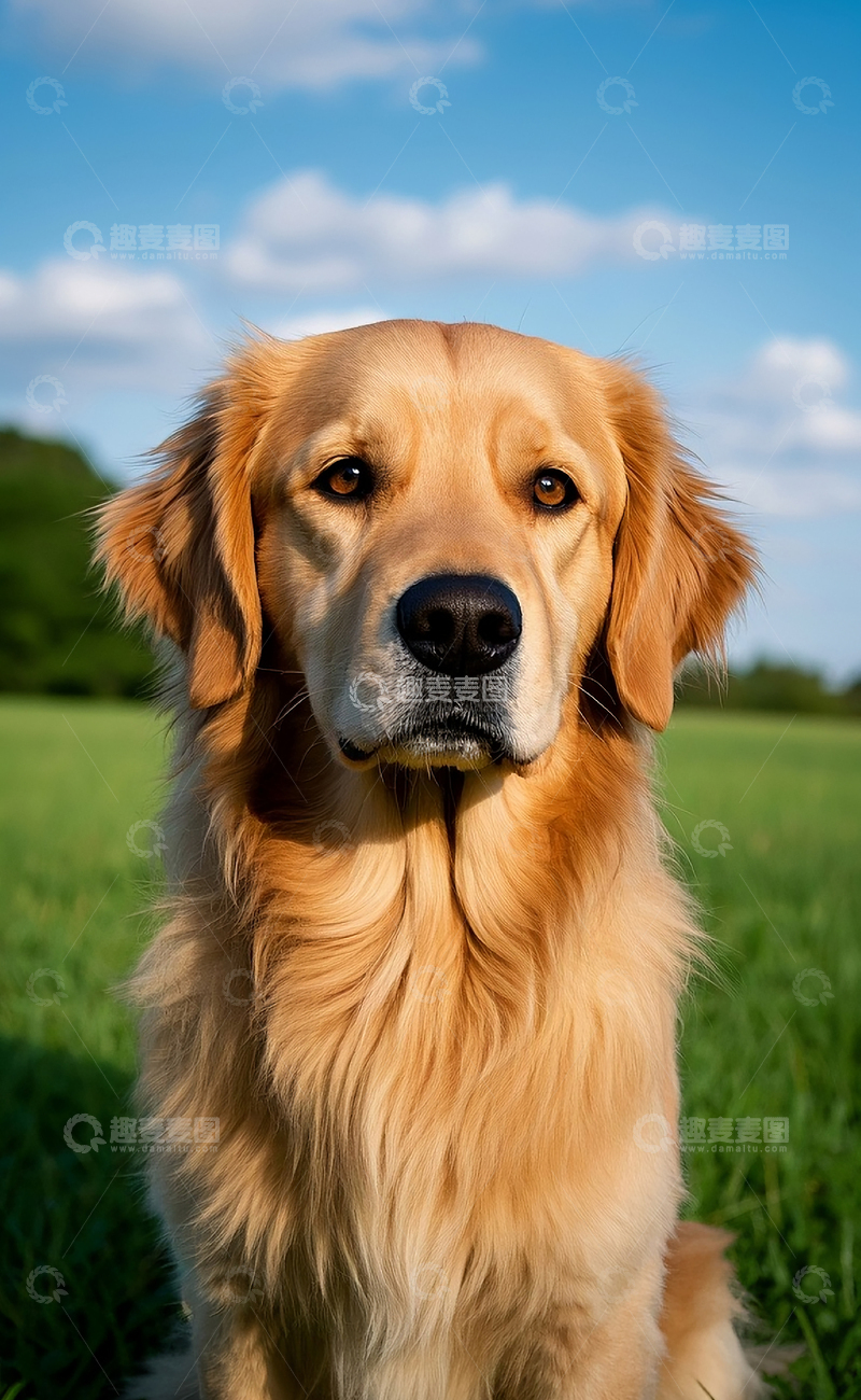 高清大图下载【趣麦麦图】蓝天下的金毛2
