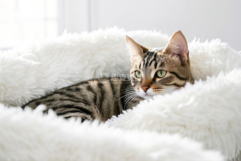 高清大图下载【趣麦麦图】小猫在被窝里2